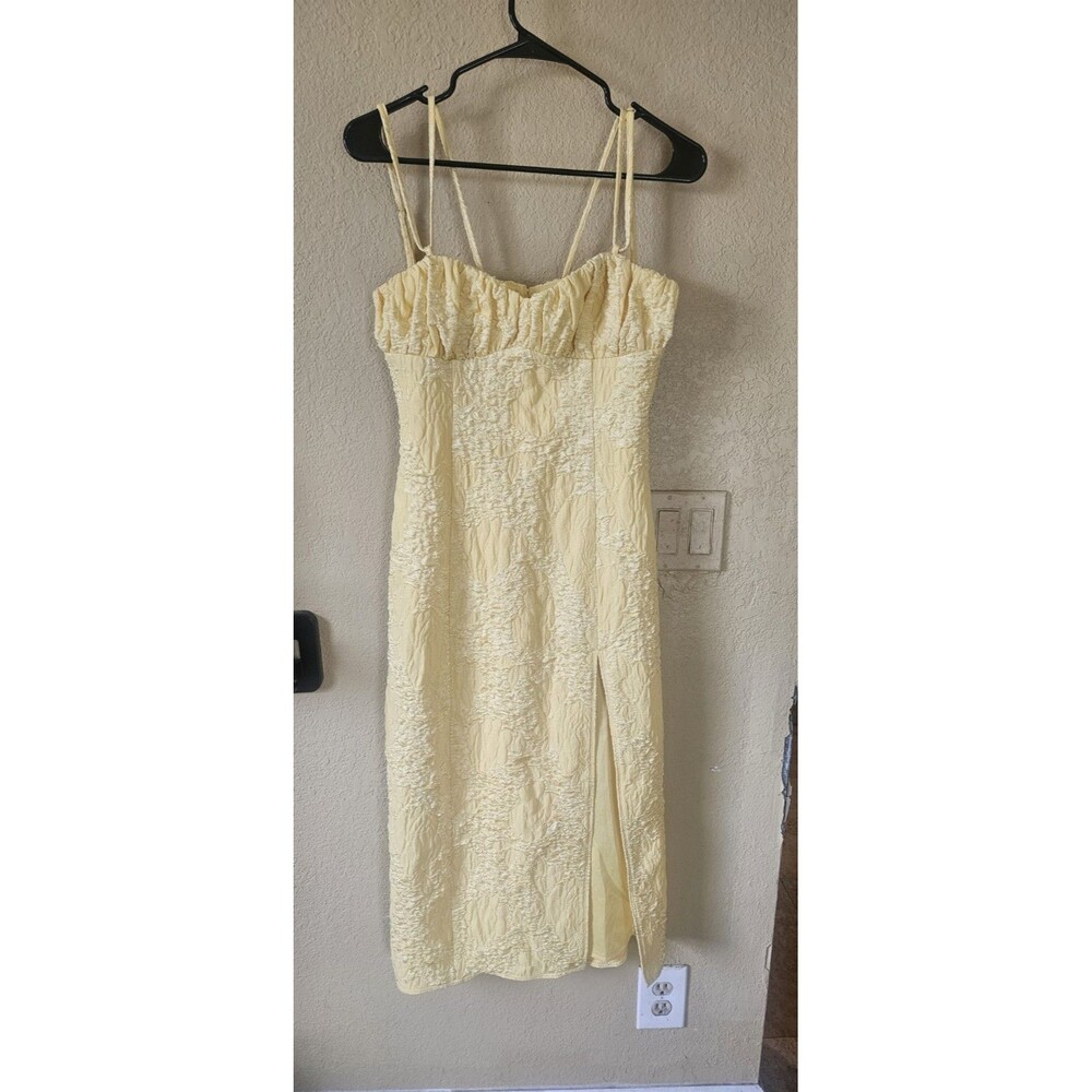 Camila Coelho Yellow Textured Midi Dress